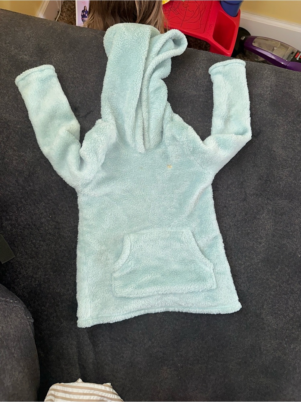 Carter's Plush Hooded Pullover in Light Aqua